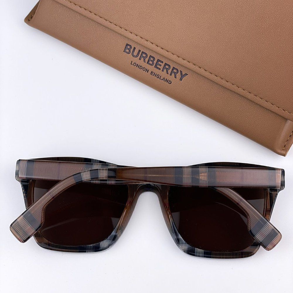 SALE! NEW Burberry BE4348 Cooper 396673 Brown Check Square Unisex Sunglasses - Picture 6 of 11
